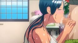 big_breasts big_penis blowjob blush blush dark-skinned_female deepthroat hentai koumi-jima_shuu_7_de_umeru_mesu-tachi rina_(koumi-jima_shuu_7_de_umeru_mesu-tachi) screencap tan-skinned_female tank_top