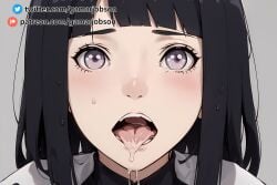 1girls after_oral after_sex ai_generated boruto:_naruto_next_generations dripping_cum fringe gamarjobson hi_res hyuuga_hinata looking_at_viewer medium_hair naruto naruto_(series) open_mouth patreon patreon_username petite pov pov_eye_contact saliva saliva_drip seductive seductive_mouth teenager tongue_out twitter_username used wet_mouth