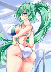 ass_focus big_ass big_breasts green_hair green_heart light_skin neptunia_(series) pov swimsuit thick_thighs vert