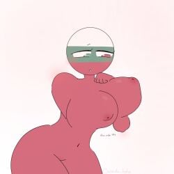 arm_under_breasts big_breasts bulgaria_(countyhumans) countryhumans countryhumans_girl xx.canada.xx