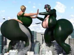 2girls 3d 3d_(artwork) ass bbw big_ass big_butt city curvy curvy_female curvy_figure ela_(rainbow_six) fight fighting giantess hourglass_figure iq_(rainbow_six) light-skinned_female light_skin monika_weiss polakpeasant rainbow_six rainbow_six_siege thick_thighs thighs video_game_character video_games