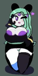 big_ass big_breasts cubesmolly cute_expression female_only generation_5_pokemon green_hair huge_breasts humanoid lewd_bun_64 looking_at_viewer melobun_(strugglebunny) meloetta pokémon_(species) pokemon purple_nipples smiling strugglebunny white_body white_skin