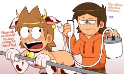 cow_horns eddsworld hoodie male_masturbation milking namae86884456 name_(namae86884456) tagme tord_(eddsworld)