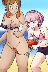 2girls anewenfartist breasts embarrassed embarrassed_nude_female enf mollie_(pokemon) multiple_girls nude orla_(pokemon) pokemon pokemon_(anime) pokemon_horizons pussy yuri