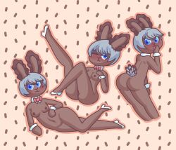 blue_eyes bottomlessbreadstixx bunny_ears bunny_girl dark_skin multiple_images nipples nude pussy seabunny white_hair