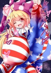 american_flag_bikini autopaizuri autopaizuri_under_clothes between_breasts big_balls big_breasts big_cock big_dick big_penis big_tits castella_0 clownpiece cum dautsen futanari huge_balls huge_breasts huge_cock huge_dick huge_penis huge_tits impossible_bodysuit impossible_clothes impossible_clothing impossible_swimsuit looking_at_viewer smiling smiling_at_viewer touhou winking winking_at_viewer