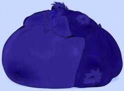 big_breasts blueberry_inflation breasts lycanroc moobs overweight pokémon_(species) pokemon sunken_head sunken_limbs wiishyishii