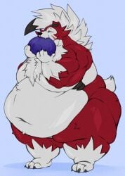 big_breasts breasts lycanroc midnight_lycanroc moobs overweight pokémon_(species) pokemon wiishyishii