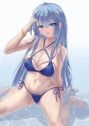 1girls bikini blue_hair duel_monster eria_the_water_charmer laying_down yu-gi-oh!