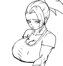 animated big_breasts dragon_ball dragon_ball_super kale monochrome pseudocel saiyan saiyan_girl