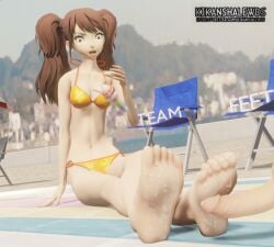 3d bikini cum_on_feet feet foot_fetish footjob kikanshalewds kujikawa_rise persona persona_4 swimsuit tagme