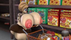 3d 3d_(artwork) big_ass big_breasts breasts_bigger_than_head breasts_out clothed female female_only huge_breasts shopping shopping_cart spaghettis_(artist) underass