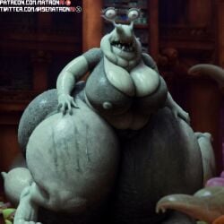 4k ai_generated anthro bbw big_ass big_breasts big_butt disney female_anthro granny highres large_breasts librarian matronai_(artist) mature_female monsters_university nightmare_fuel old older_female patreon patreon_username pinup pixar slug ssbbw stable_diffusion thick_thighs twitter_username wide_hips