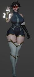 1girls big_breasts black_hair female_only glasses high_heel_boots high_heels hips hourglass_figure latex latex_gloves league_of_legends red-tinted_eyewear sentinel_vayne short_hair sunglasses the_ruined_king_saga thick_thighs thighs tinted_eyewear vaybu vayne