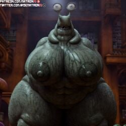 4k ai_generated anthro bbw big_breasts disney female_anthro granny highres large_breasts librarian matronai_(artist) mature_female monsters_university nightmare_fuel old older_female patreon patreon_username pinup pixar slug ssbbw stable_diffusion thick_thighs twitter_username wide_hips