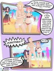 3d 3girls ;p alternate_costume ass_visible_through_thighs assisted_exposure beach bikini blonde_hair breasts brown_hair cleavage comic covering covering_breasts dorothea_arnault dorothea_arnault_(summer) embarrassed embarrassed_nude_female enf english_text exhibitionism eyewear eyewear_on_head fefreak726 female female_focus female_pervert female_pubic_hair fire_emblem fire_emblem:_three_houses fire_emblem_heroes forced green_eyes hair_over_shoulder hat hilda_valentine_goneril hilda_valentine_goneril_(summer) humiliation large_breasts long_hair looking_down mercedes_von_martritz multiple_girls naughty_face nintendo ocean official_alternate_costume one_eye_closed outdoors panels pervert pink_bikini pink_eyes pink_hair pink_swimsuit pubic_hair public public_humiliation public_nudity pussy sarong see-through shocked side_ponytail sun_hat sunglasses sunglasses_on_head swimsuit text twintails uncensored white_bikini white_swimsuit wide_eyed wink yuri