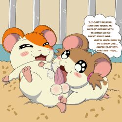 1:1 2023 alonelyopossum anal anal_fingering anthro anthro_only balls blush bodily_fluids brown_body brown_fur cage cricetid duo english_text female female_penetrating female_penetrating_male fingering fingering_partner fur genital_fluids genitals hamster hamtaro hamtaro_(series) licking male male/female male_penetrated mammal oral orange_body orange_fur penetration penile penis penis_lick precum rodent sex sparkle_(hamtaro) tan_body tan_fur tapering_penis text thought_bubble tongue tongue_out