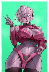 1girls arcee arcee_(g1) artist_name autobot autobot_insignia big_breasts curvaceous curvy curvy_body curvy_female curvy_figure female female_autobots female_only heart hourglass_figure huge_breasts large_breasts peace_sign pie_(artist) pietheunusual slim_waist smile solo tagme transformers transformers_g1 v_sign wink winking winking_at_viewer