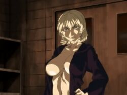 animated bible_black_new_testament black_robe blonde_hair disrobing jody_crowley nude_female ritual screencap screenshot shin_bible_black undressed undressing