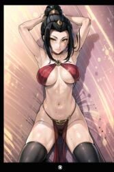 1girls ai_generated avatar_legends avatar_the_last_airbender azula female fire_nation osyasenpai sweat thighhighs yellow_eyes