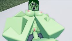 1boy 1girls 3d abs artist_request breasts breasts_out female female_penetrated green_body green_hair hands_on_breasts male male/female missionary_position monster monster_cock monster_girl oc oc_character roblox robloxian same_species sex source_request straight vaginal_insertion vaginal_masturbation vaginal_penetration vaginal_sex zombie zombie_girl