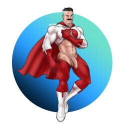 balls bara costume facial_hair flaccid invincible male male_only moustache muscles muscular nolan_grayson omni-man onetastyraisin penis penis_out shirt_lift solo solo_male