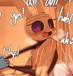 ! animal_crossing anthro big_ass big_breasts blush breasts burgerkiss coco_(animal_crossing) heart heart-shaped_pupils mouth mouth_open nintendo nude oral sex sex_from_behind sherb_(animal_crossing) straight sweat tagme tongue