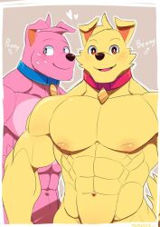 anthro benny_(mao_mao:_heroes_of_pure_heart) canid canine canis cartoon_network dog domestic_dog furry male/male male_only mao_mao:_heroes_of_pure_heart mumu202 muscular_male penny_(mao_mao:_heroes_of_pure_heart) rule_63