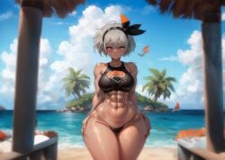 1girls ai_generated bea_(pokemon) big_ass big_breasts big_butt bikini charlottes_lewds curvy curvy_female curvy_figure female huge_ass huge_butt muscular muscular_female pokemon short_hair stable_diffusion swimsuit wide_hips