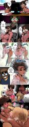 afro asshole beard bimbofication blush breast_expansion brown_eyes brown_hair comic dark_skin glasses hi_res huge_ass huge_breasts hypnosis onatart sex text thick_lips thick_thighs wide_hips