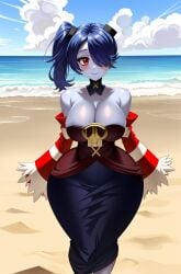 ai_generated big_breasts blue_skin charlottes_lewds huge_ass huge_butt huge_thighs skirt skullgirls squigly swimsuit thick_ass thick_thighs tight_clothing voluptuous wide_hips