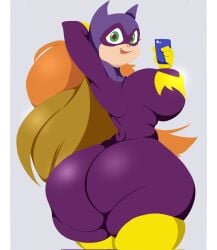 armpits ass back_view barbara_gordon batgirl behemaid big_ass big_breasts big_butt bottom_heavy breasts bubble_ass bubble_butt colored costume dc dc_comics dc_super_hero_girls fat_ass fat_butt female female_only gaonartdxd green_eyes hands_behind_head huge_ass huge_butt large_ass large_breasts large_butt light-skinned_female light_skin long_hair looking_at_viewer orange_hair phone red_hair red_head selfie side_view skin_tight solo superheroine thick_ass thick_thighs top_heavy wide_hips yeehawt0wn