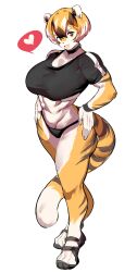 1girls amber_eyes anthro big_breasts breasts choker crop_top female looking_at_viewer looking_down muscular muscular_anthro muscular_female muscular_thighs mx99926 oc panties sandals short_hair sole_female solo solo_female solo_focus t-shirt tail thick_thighs tiger tiger_ears tiger_girl tiger_print tiger_stripes tiger_tail wide_hips