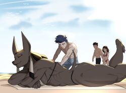 anput anubian_jackal beach bikini egyptian egyptian_female egyptian_mythology male/female muscular_female