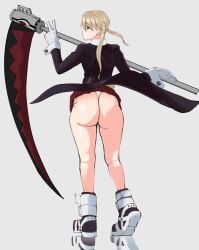 1girls big_ass blonde_hair bubble_ass bubble_butt long_ass maka_albarn mobi_mobi peace_sign skirt skirt_lift skirt_up soul_eater thong unaware upskirt v white_panties