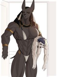 anput anthro anubian_jackal bikini egyptian egyptian_female egyptian_mythology male/female muscular_female