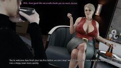 1girls 3d 3d_(artwork) batman:_arkham_origins batman_(series) big_breasts blonde_hair blouse blue_eyes bust busty cheating cheating_boyfriend chest claire_redfield claire_redfield_(jordan_mcewen) cleavage cuckquean curvaceous curvy curvy_figure dc dc_comics digital_media_(artwork) dr._harleen_quinzel english_text eyebrows eyelashes eyes female female_focus harleen_quinzel harley_quinn hourglass_figure huge_boobs huge_breasts injustice_2 large_boobs large_breasts legs light-skinned_female light_skin lips massive_breasts necklace netorare no_bra ntr partial_female pearl_necklace pervertmuffinmajima resident_evil resident_evil_2 resident_evil_2_remake round_breasts sitting skirt sleeveless_blouse stockings text thick thick_hips thick_thighs voluptuous voluptuous_female wide_hips wide_thighs wife