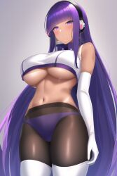 1girls ai_generated big_breasts dark-skinned_female layer long_hair mega_man mega_man_x mega_man_x_dive purple_hair tagme underboob