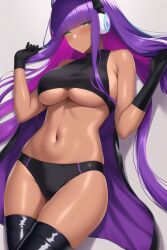 1girls ai_generated big_breasts dark-skinned_female layer long_hair mega_man mega_man_x mega_man_x_dive purple_hair tagme underboob