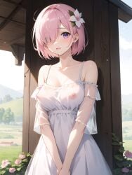 ai_generated cute embarrassed fate/grand_order fate_(series) female mash_kyrielight mashu nervous pink_eyes pink_hair shielder_(fate) shielder_(fate/grand_order) solo stable_diffusion type-moon