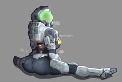 1girls 2d_(artwork) armor ass breasts dat_ass halo_(series) helmet large_ass simple_background spartan_(halo) spartandoodles thighs