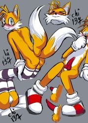 animal_ears animal_genitalia animal_penis anthro chi_137 femboy furry male male_only solo solo_male sonic_(series) stockings tail tails tails_the_fox twink