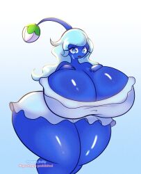 ass_bigger_than_head big_ass big_breasts blue_pikmin blue_skin boob_window breasts_bigger_than_head clothed female female_only furry huge_ass huge_breasts hyper_ass hyper_breasts nintendo no_bra oddly_bally pikmin pikmin_(species)