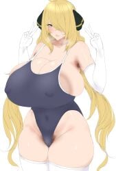 1girls 2023 aizawa_marimo alternate_body_type alternate_breast_size areola_slip areolae armpit armpit_hair big_areola big_breasts blonde_hair blush breasts cleavage clothed clothed_female curvaceous curvy curvy_female curvy_figure cynthia_(pokemon) female female_focus female_only game_freak gloves grey_eyes hair_ornament hair_over_one_eye hi_res hips huge_areolae huge_breasts long_gloves long_hair looking_at_viewer mature mature_female milf nintendo nipple_bulge one-piece_swimsuit peace_sign pokemon pokemon_dppt pubic_hair pubic_hair_peek sideboob solo solo_female solo_focus steam steamy_breath thick_thighs thighhighs thighs voluptuous voluptuous_female white_background white_gloves white_thighhighs wide_hips