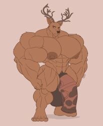 abs animal_genitalia animal_penis anthro balls bara barazoku big_balls big_penis brown_body brown_fur deer equine_genitalia equine_penis flaccid fur furry gab_art genitals hi_res horn horsecock huge_balls huge_pecs hyper hyper_balls hyper_genitalia male male_only mammal muscular muscular_anthro muscular_male muscular_thighs nude penis solo solo_male