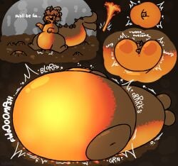 about_to_burst cheeks_inflation eevee full_body_inflation geyser inflation lava pokemon pokemon_(species) ready_to_pop spherical_inflation sunken_head sunken_limbs swelling tail_inflation vorchitect