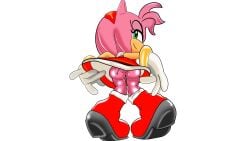 amy_rose anthro boots clothed clothing female footwear fur genitals glistening glistening_body glistening_eyes hair headgear headwear hi_res light lighting looking_at_viewer looking_back mii2sii multicolored_body no_panties no_underwear pink_body pink_fur pink_hair pokesiimii pose presenting presenting_pussy pussy sega shaded simple_background smile smiling_at_viewer smirk smirking_at_viewer solo sonic_(series) sonic_the_hedgehog_(series) thick_thighs two_tone_body