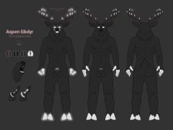 absurd_res angry angry_expression anthro ass deer erection european_deer genitals glowing glowing_eyes glowing_genitalia glowing_horn glowing_penis hi_res horn humanoid male mammal model_sheet naoto penis solo