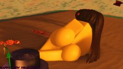 1girls 3d 3d_(artwork) artist_logo ass beach crab english_text female female_only hat konekokitten laying laying_down naked nude nude_female outside roblox roblox_avatar roblox_paheal robloxian rule_63 text tophat visible_pussy yellow_skin youtube youtuber