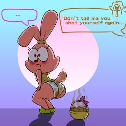 anthro ass basket brap bunny chowder chowder_(series) dialogue easter easter_egg easter_eggs egg_basket eggs endive fard fart fart_fetish farting farts fetish furry gassy panini panini_(chowder) rabbit scat shart sharting shitting_self thomzone what